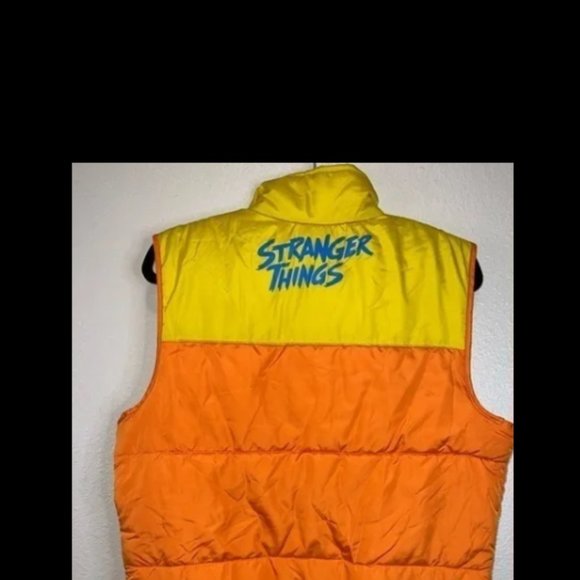 Stranger Things Orange Yellow Puffer Vest M - Picture 2 of 4